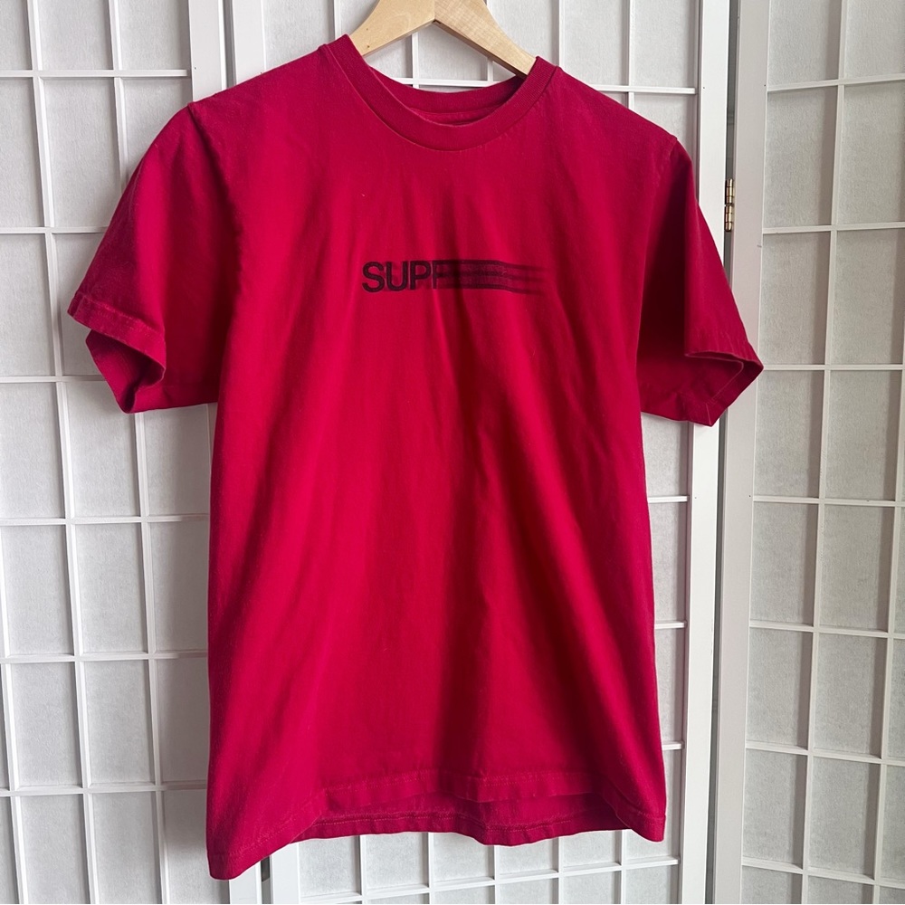 Supreme Basic Casual Red Black Motion Logo Tee T-Shirt | Medium